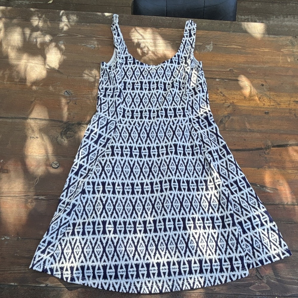Divided Cotton Jersey Geometric A-Line Scoop Neck Sleeveless Mini Dress 8